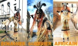 Echassier guerrier afro pour spectacle en plein air